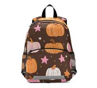 RPLIFE Cute Pumpkins Stars Brown Toddler Backpack for Boys Girls, Small Little Kid's Backpacks Travel Back Pack 3-6 Years, Medium