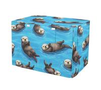 RPLIFE Cute Sea Otters Blue Pet Cage Cover with Mesh Windows, Water-Resistant Dog Create Cover, Small