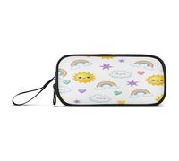 RPLIFE Cute Suns White Pencil Pouch, Soft Pencil Case with Zipper, Cloth Pencil Case