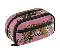 RPLIFE Cute Tigers Pencil Case for Students Large Capacity Pencil Bag,Multi Compartment Stationery Organizer with Clear PVC Pocket