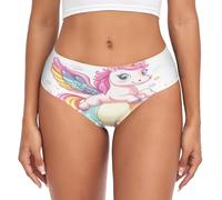 RPLIFE Cute Unicorn Rainbow Women Brief, Comfort Panty, Stretch Fit Underwear, Soft Underwear, Cute Unicorn Rainbow, L