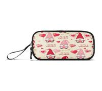 RPLIFE Cute Valentine Gnomes Pencil Pen Case, Pencil Bags with Zipper, Pencil Pouch Cloth