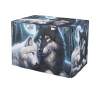 RPLIFE Cute Wolf Mate Dog Crate Covers Easy to Install, Pet Kennel Cover with Mesh Windows, Medium