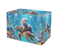 RPLIFE Dog Crate Covers Easy to Install, Sea Turtle Otter Underwater Pet Kennel Cover with Mesh Windows, Small