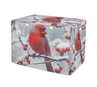 RPLIFE Dog Crate Covers Mesh Window Panels, Winter Red Birdie Pet Cage Cover with Openings, X-Large