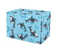 RPLIFE Dolphins Light Blue Dog Crate Covers Wind-Resistant, S-XL Washable Cage Cover for Puppies Training, Small