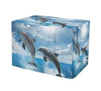 RPLIFE Dolphins Sunshine Blue Dog Crate Covers Water-Resistant, S-XL Breathable Cage Cover for Puppies Training, Medium