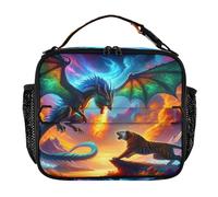 RPLIFE Dragon Tiger Lunch Bag, Insulated Portable Cooler Bags for Boys Girls Kids School 11.2 x 3.5 x 9.8 in
