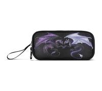RPLIFE Dragonfly Gears Roses Pencil Case for Pencils, Large Zipper Pencil Case, Fabric Pouch, Purple dragon white bat wings, One size, Artistic Style