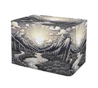 RPLIFE Drawing Mountains River Dog Crate Covers S-XL Breathable Pet Cage Cover with Openings, Reduces Barking, X-Large