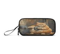 RPLIFE Fat Cat Gym Funny Pencils Case, Canvas Pencil Pouch, Pencils Case for Girls
