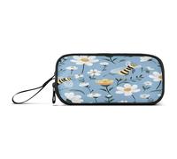 RPLIFE Flag State Texas Basic Pencil Bag, Large Pencil Cases, School Supplies Pencil Pouch, Bees and Flower on a Blue, one size, Artistic Style