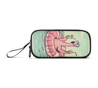 RPLIFE Flamingo Inflatable Raft Green Pencil Pouches, Large Cloth Pencil Pouch Cute Pouch