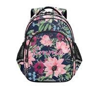 RPLIFE Floral Harmony Navy Kids School Backpack for Boys Girls Custom Name Backpack Elementary School Ages 4-14, Floral Harmony Navy, 15 inches, Traditional Backpacks