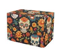 RPLIFE Floral Sugar Skull Orange Dog Crate Covers Fixed Buckle at Bottom (S-XL) Cage Cover for Puppies Training, X-Large