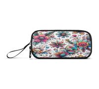 RPLIFE Flower Art White Pencils Case, Big Capacity Pencil Case Cute Aesthetic Pencil Pouch