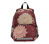 RPLIFE Flowers Burgundy White Pink Toddler Boy Backpack with Leash, Mini Kids School Backpacks Travel Back Pack 3-6 Years Medium