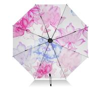 RPLIFE Flowers White Compact Umbrella, Lightweight Portable Auto Open Close for Women, Travel Umbrellas for Rain, Wind and Sun