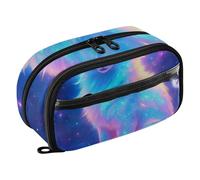 RPLIFE Galaxy Neon Fox Pencil Case for Kids Large Capacity Organizer,Double Zipper Stationery Organizer with Clear PVC Pocket