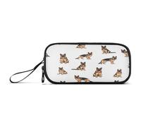 RPLIFE German Shepherd White Pencils Case, Pencil Bag with Zipper, Large Pencil Case Big Capacity Pencil Bag