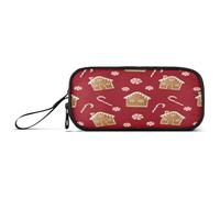 RPLIFE Gingerbread Houses Pencil Case Pouch, Zippered Pencil Pouches, Divided Pencil Case
