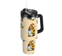 RPLIFE Gnomes Bees Tumbler with Handle, Stainless Steel 40 Oz Insulated Travel Coffee Tumbler for Women Men Travel