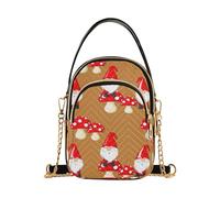 RPLIFE Gnomes Mushroom Brown Quilted Crossbody Bags for Women Cell Phone Bag for Women