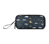 RPLIFE Gold Moons Stars Black Pen Box, Pencil Case Big Capacity Basic Pencil Bag