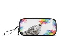 RPLIFE Gray Wolf Howling Pencil Pouch, High Capacity Pencil Case Kawaii Pencil Case