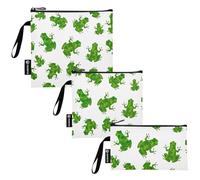 RPLIFE Green Camouflage Frog White Washable Sandwich and Snack Bags Reusable, Zipper Food Bags for School Picnic Work Travel (Set of 3: S/M/L)