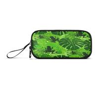 RPLIFE Green Tropical Leaves Frog Pencil Pen Case, Zip up Pencil Case, Large Pencil Case for Boys