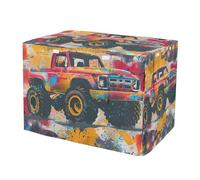 RPLIFE Grunge Monster Truck Dog Crate Covers Fixed Buckle at Bottom (S-XL) Pet Crate Cover with Roll-up Sides, Small