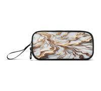 RPLIFE guitar on fire basic pencil bag, cloth pencil case, school supplies pen bag, White Marble Gold Veins, one size, Artistic Style