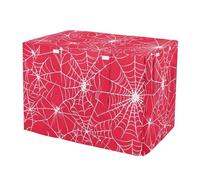 RPLIFE Halloween Spiderweb Red Pet Crate Cover with Roll-up Sides (S-XL) Breathable Dog Cage Cover, Medium