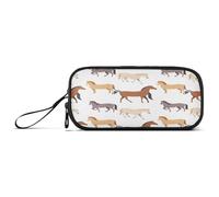 RPLIFE Horse Breeds White Pen Box, Divided Pencil Case, Designer Pencil Case
