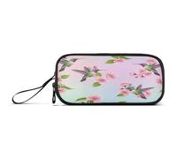 RPLIFE Hummingbirds Pink Cherry Blossoms Pen and Pencil Case, Multi Pocket Pencil Case, Cool Pencil Cases