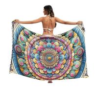 RPLIFE Indigo Mountains Swim Suit Sarongs, Long Beach Sarongs Women, Fringe Sarong, Sarong Pool, Mandala 2, Large