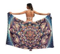 RPLIFE Indigo Mountains Swim Suit Sarongs, Long Beach Sarongs Women, Fringe Sarong, Sarong Pool, Mandala 3, Large