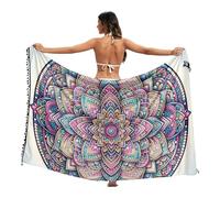 RPLIFE Indigo Mountains Swim Suit Sarongs, Long Beach Sarongs Women, Fringe Sarong, Sarong Pool, Mandala, Large