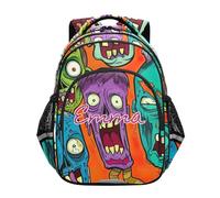 RPLIFE Kids Backpack for Girls Boys with Personalized Name, Colorful Zombie Funny Kids Backpack Girls Elementary School, Colorful Zombie Funny, 15 inches, Traditional Backpacks