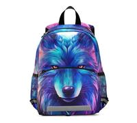 RPLIFE Kindergarten Backpack, Blue Purple Wolf Little Kid's Backpack