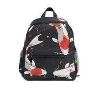 RPLIFE Koi Fish Circle Black Toddler Boy Backpack with Name Tag, Kids School Backpacks, 3-8 Years, Koi Fish Circle Black, S, Cute Backpacks