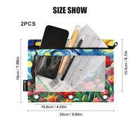RPLIFE Large 3 Ring Pencil Pouch with Clear Window, 2 Pack Pencil Pouch Teen Boys Kids School Supplies, 9.8″ × 7″, Tulip Flowers Starry Night