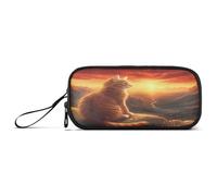 RPLIFE Leopard Print Pink Stripe Pencil Case Zipper Pouch College Pencil Case, Orange Cat Sunset, standard size, Artistic style