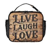 RPLIFE Live Laugh Love Print Cooler Bag, 11.2 x 3.5 x 9.8 in Portable Reusable Lunch Bag for School Office Picnic Beach