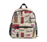 RPLIFE London England Scenery Toddler Boy Backpack with Name Tag, Kids Backpacks Travel Book Bag, 3-8 Years