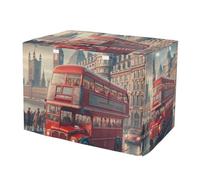 RPLIFE London Red Bus Dog Crate Cover Mesh Window Panels, Pet Cage Cover with Openings, X-Large