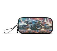 RPLIFE Medium Turquoise Pencil Bag Pouch, Pencil Pouch Large Capacity, Canvas Pencil Case, July 4th Monster Truck, One size, Artistic Style