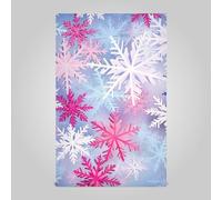 RPLIFE Merry Christmas Snowflakes with Blue and Pink Color Tea Towels, 28x18 Tea Towel Bulk Polyester Kitchen Towels