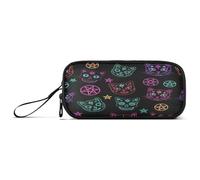 RPLIFE Neon Cats Skulls Stars Black Pen Pencil Case, Big Pencil Case, Pencil Bag Kids